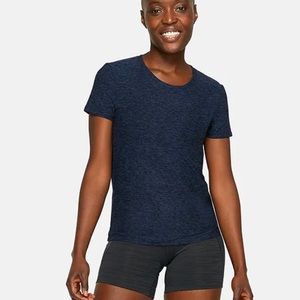 Outdoor Voices, women’s cloud knit All Day Shortsleeve, Navy, size large